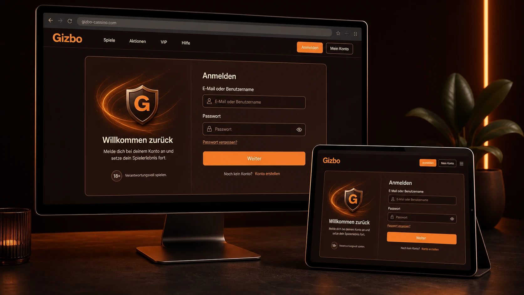Gizbo Casino Anmeldung für bestehende Spieler