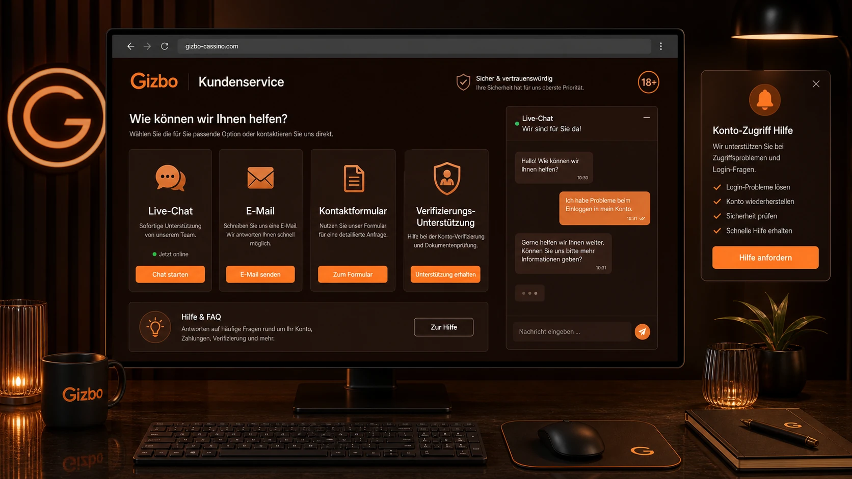 Kundenservice bei Login-Fragen